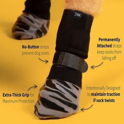 TigerToes Premium Non-Slip Dog Socks for Hardwood Floors  Size Large