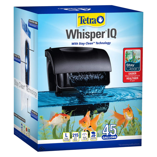 Whisper IQ Power Filter 45 Gallons, 215 GPH, With Stay Clean Technology