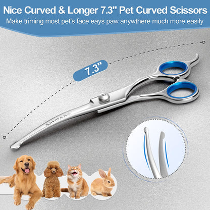 Titanium Coated Professional 6 in 1 4CR Stainless Steel Dog Grooming Scissors with Safety Round Tip