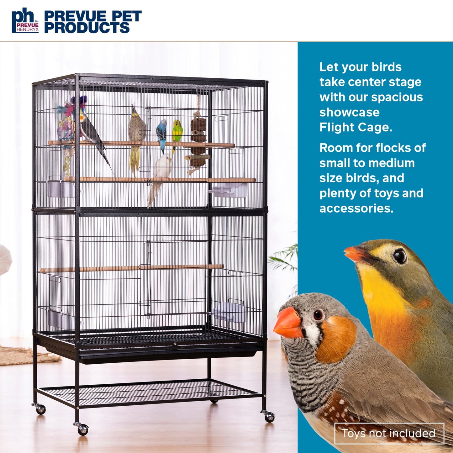 Wrought Iron Flight Cage with Stand F040 Black Bird Cage, 31-Inch by 20-1/2-Inch by 53-Inch