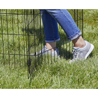 Dog Exercise Pen & Playpen, 24"W x 24"H, With Door, Black